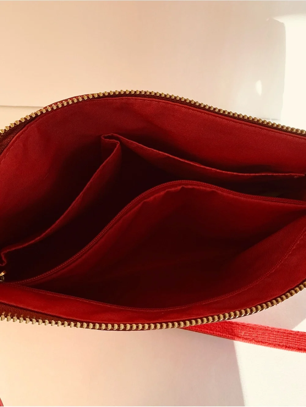 Fossil Red Leather Shoulder Crossbody Purse Bag with Adjustable Strap